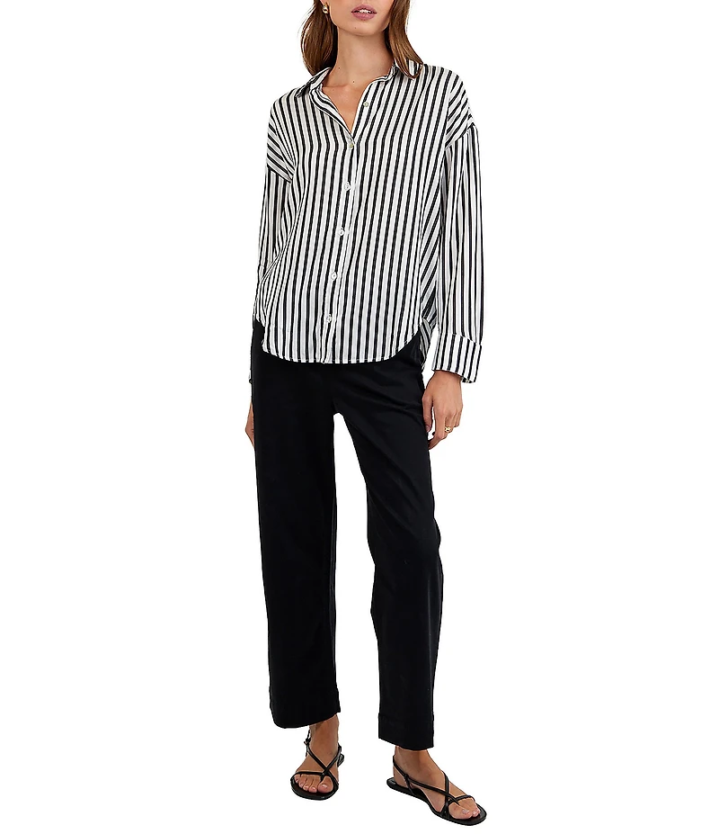 Bella Dahl Striped Point Collar Long Sleeve Oversized Button Down Shirt