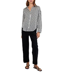 Bella Dahl Striped Point Collar Long Sleeve Oversized Button Down Shirt