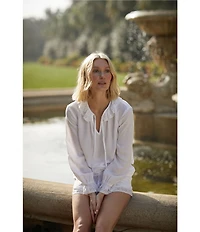 Bella Dahl Tie V-Neck Ruffle Top