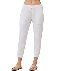 Bella Dahl Woven Drawstring Front Cropped Jogger Pants