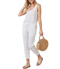 Bella Dahl Woven Drawstring Front Cropped Jogger Pants