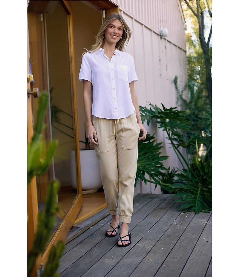 Bella Dahl Woven Drawstring Front Cropped Jogger Pants