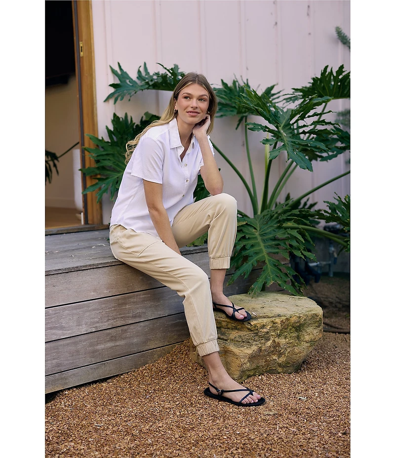 Bella Dahl Woven Drawstring Front Cropped Jogger Pants