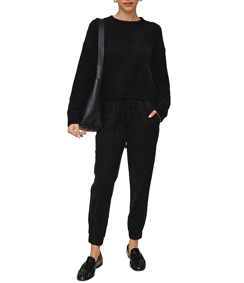 Bella Dahl Woven Drawstring Front Cropped Jogger Pants