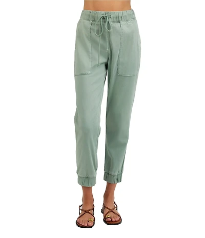 Bella Dahl Woven Drawstring Front Cropped Jogger Pants