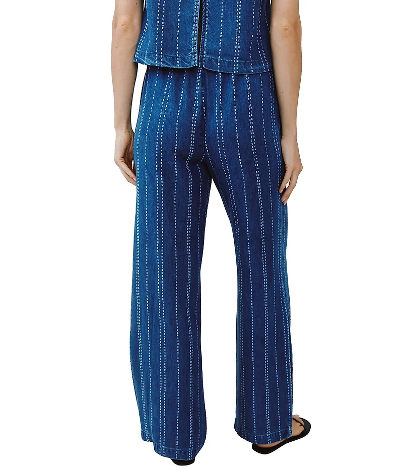 Bella Dahl Woven Striped Full Length Drawstring Coordinating Straight Leg Pants