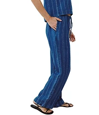 Bella Dahl Woven Striped Full Length Drawstring Coordinating Straight Leg Pants