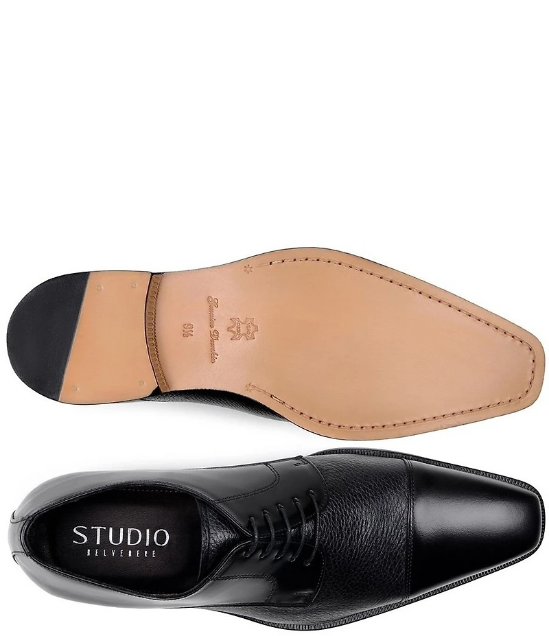 Belvedere Men's Alexander Leather Cap Toe Derby Dress Shoes