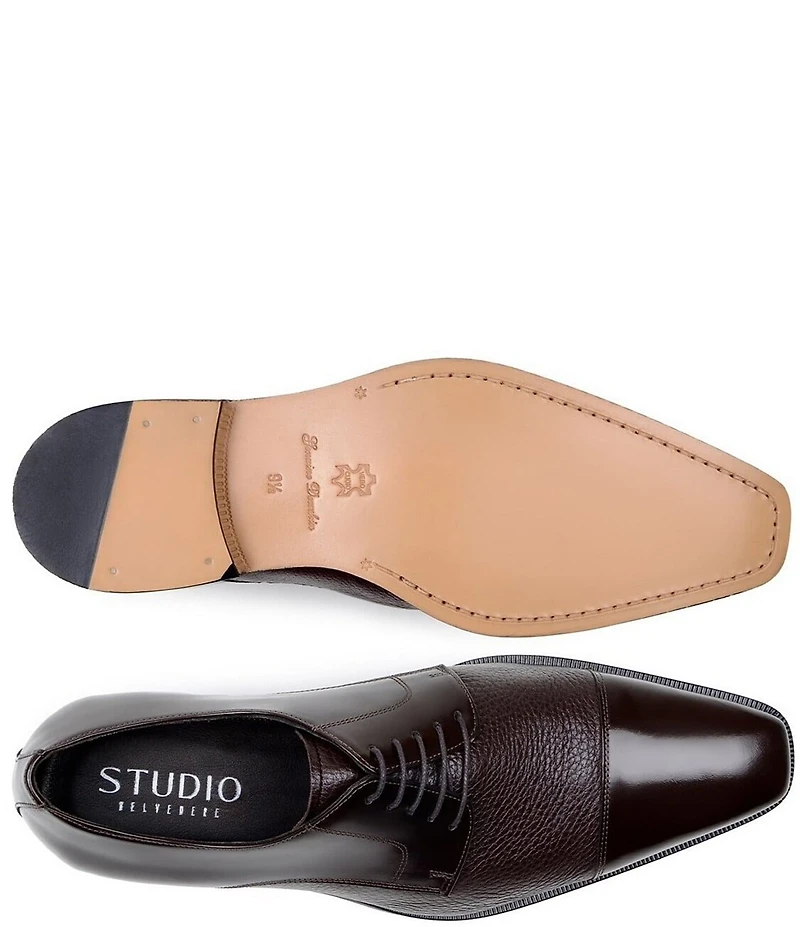 Belvedere Men's Alexander Leather Cap Toe Derby Dress Shoes