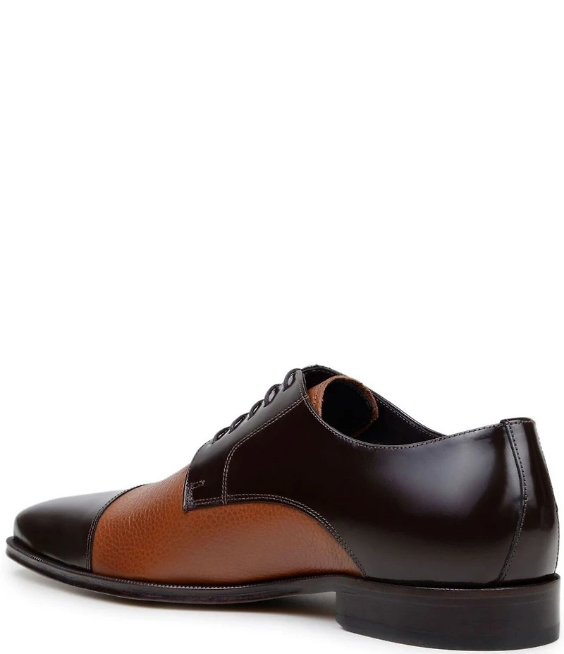 Belvedere Men's Alexander Two-Tone Deerskin Leather and Italian Calf Leather Cap Toe Derby Dress Shoes