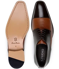 Belvedere Men's Alexander Two-Tone Deerskin Leather and Italian Calf Leather Cap Toe Derby Dress Shoes