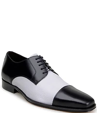 Belvedere Men's Alexander Two-Tone Deerskin Leather and Italian Calf Leather Cap Toe Derby Dress Shoes