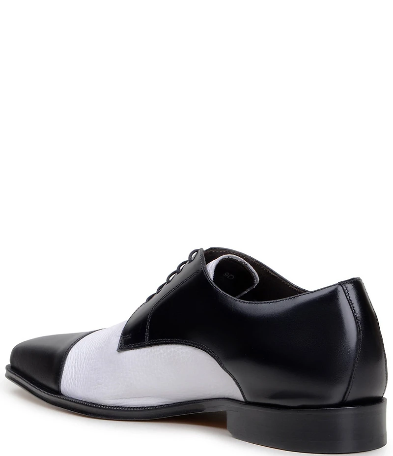 Belvedere Men's Alexander Two-Tone Deerskin Leather and Italian Calf Leather Cap Toe Derby Dress Shoes