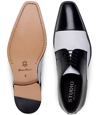Belvedere Men's Alexander Two-Tone Deerskin Leather and Italian Calf Leather Cap Toe Derby Dress Shoes