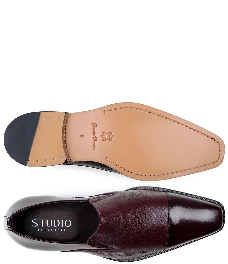 Belvedere Men's Andreo Deerskin Leather and Italian Calf Leather Cap Toe Derby Dress Shoes