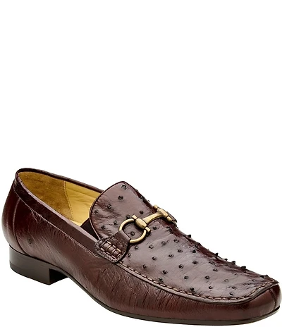 Belvedere Men's Bartolo Ostrich Quill Bit Buckle Dress Loafers
