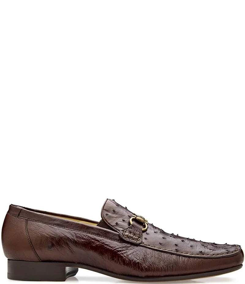 Belvedere Men's Bartolo Ostrich Quill Bit Buckle Dress Loafers