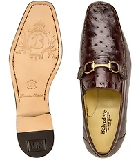Belvedere Men's Bartolo Ostrich Quill Bit Buckle Dress Loafers