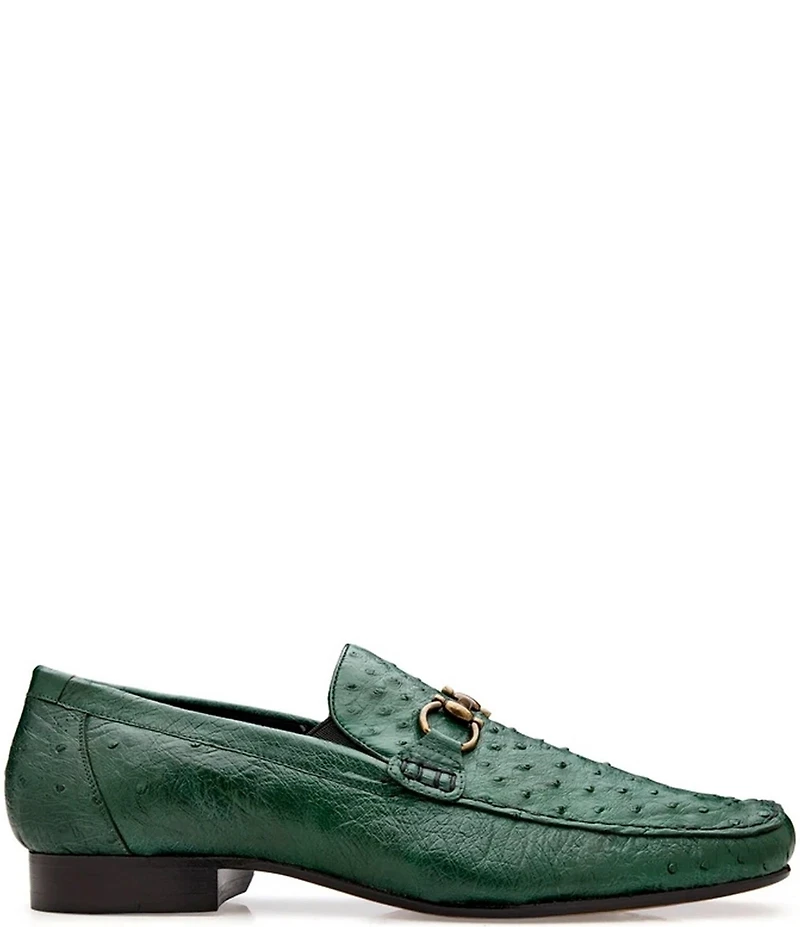 Belvedere Men's Bartolo Ostrich Quill Bit Buckle Dress Loafers