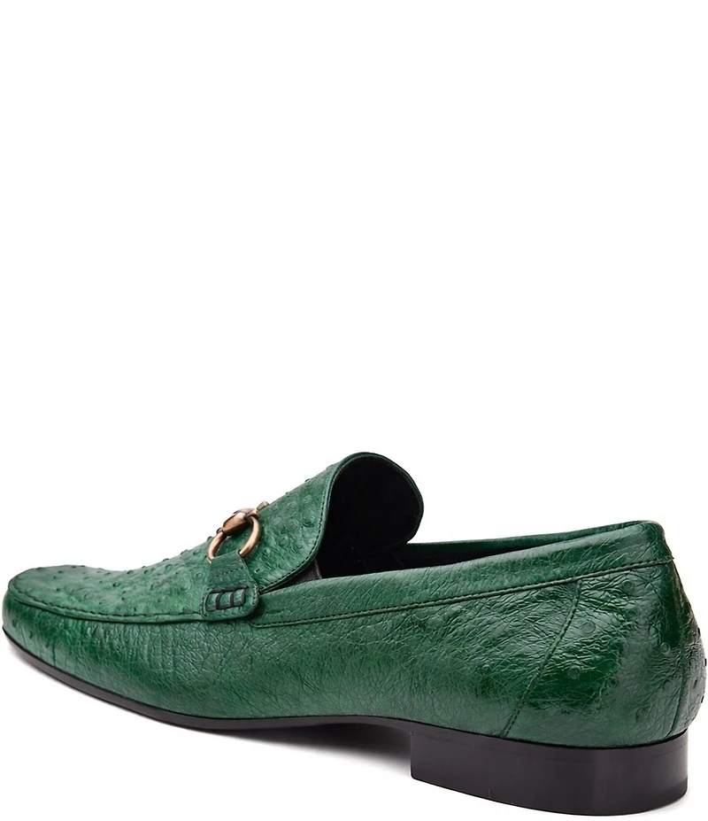 Belvedere Men's Bartolo Ostrich Quill Bit Buckle Dress Loafers