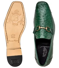 Belvedere Men's Bartolo Ostrich Quill Bit Buckle Dress Loafers