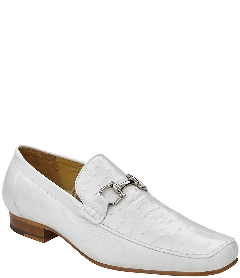 Belvedere Men's Bartolo Ostrich Quill Bit Buckle Dress Loafers