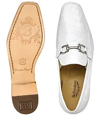 Belvedere Men's Bartolo Ostrich Quill Bit Buckle Dress Loafers