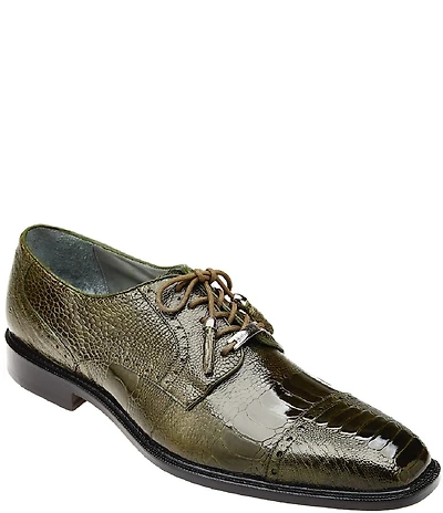 Belvedere Men's Batta Ostrich Cap Toe Lace Up Derby Dress Shoes