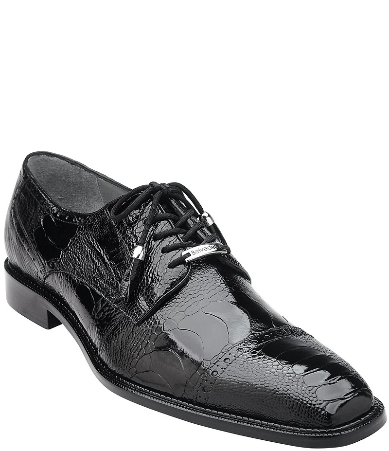 Belvedere Men's Batta Ostrich Cap Toe Lace Up Derby Dress Shoes