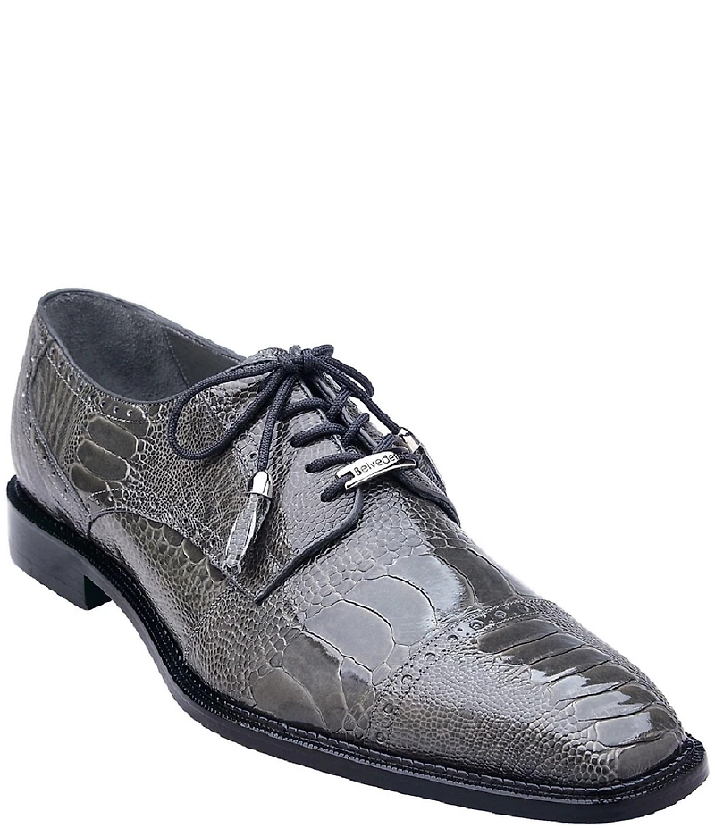 Belvedere Men's Batta Ostrich Cap Toe Lace Up Derby Dress Shoes