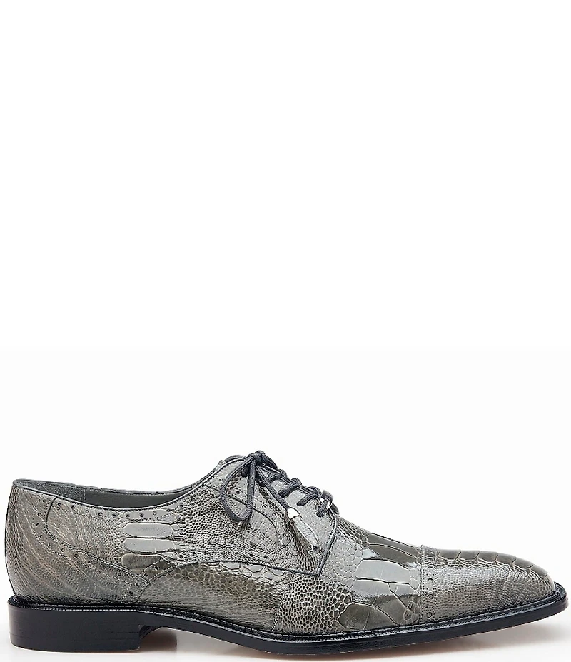 Belvedere Men's Batta Ostrich Cap Toe Lace Up Derby Dress Shoes