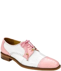 Belvedere Men's Batta Ostrich Cap Toe Lace Up Two-Tone Derby Dress Shoes