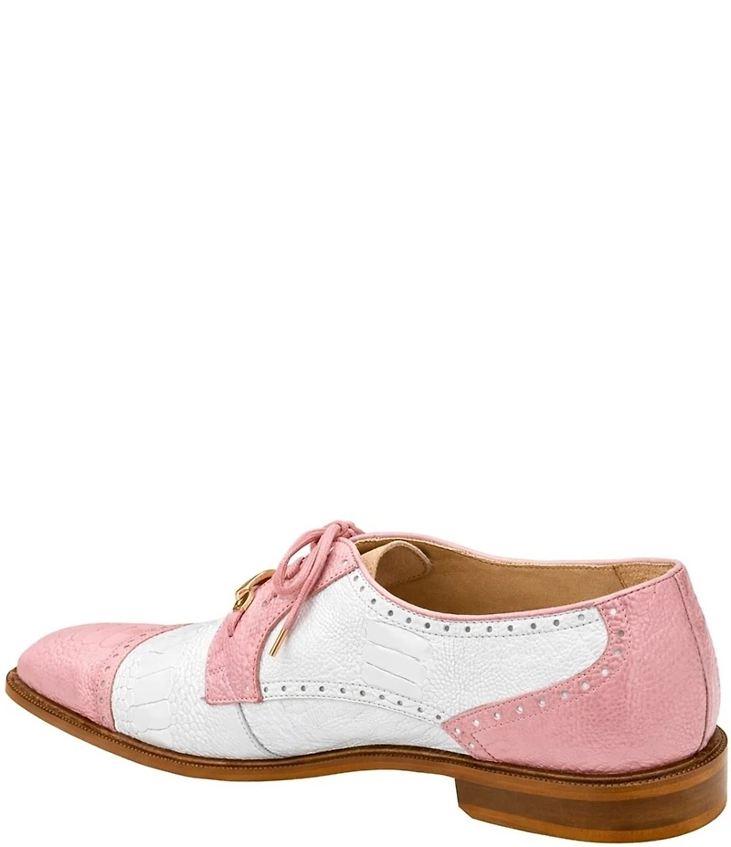 Belvedere Men's Batta Ostrich Cap Toe Lace Up Two-Tone Derby Dress Shoes