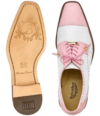 Belvedere Men's Batta Ostrich Cap Toe Lace Up Two-Tone Derby Dress Shoes