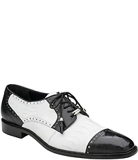 Belvedere Men's Batta Ostrich Cap Toe Lace Up Two-Tone Derby Dress Shoes