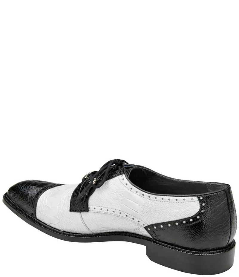 Belvedere Men's Batta Ostrich Cap Toe Lace Up Two-Tone Derby Dress Shoes