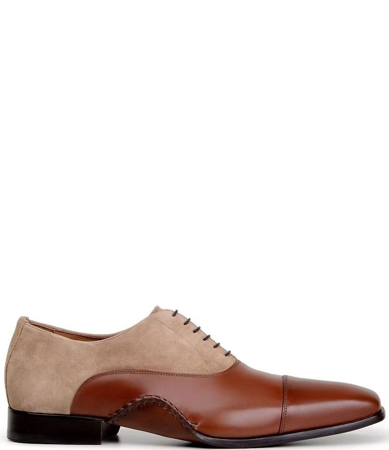 Belvedere Men's Leontes Leather and Suede Cap Toe Dress Oxfords