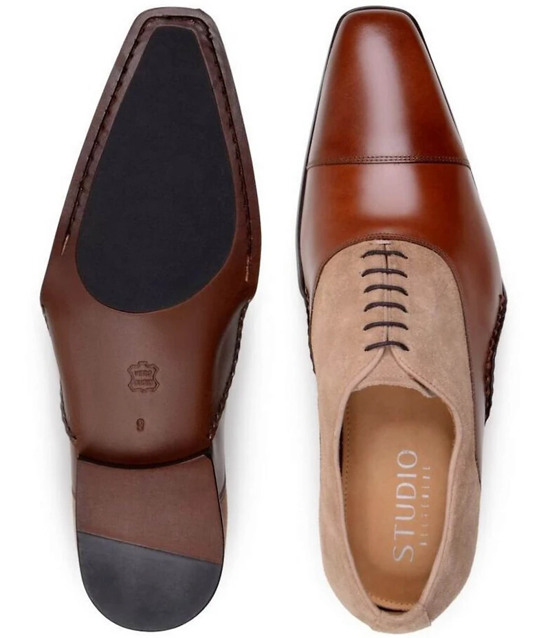Belvedere Men's Leontes Leather and Suede Cap Toe Dress Oxfords