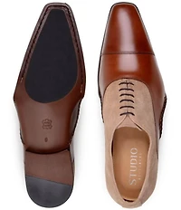 Belvedere Men's Leontes Leather and Suede Cap Toe Dress Oxfords