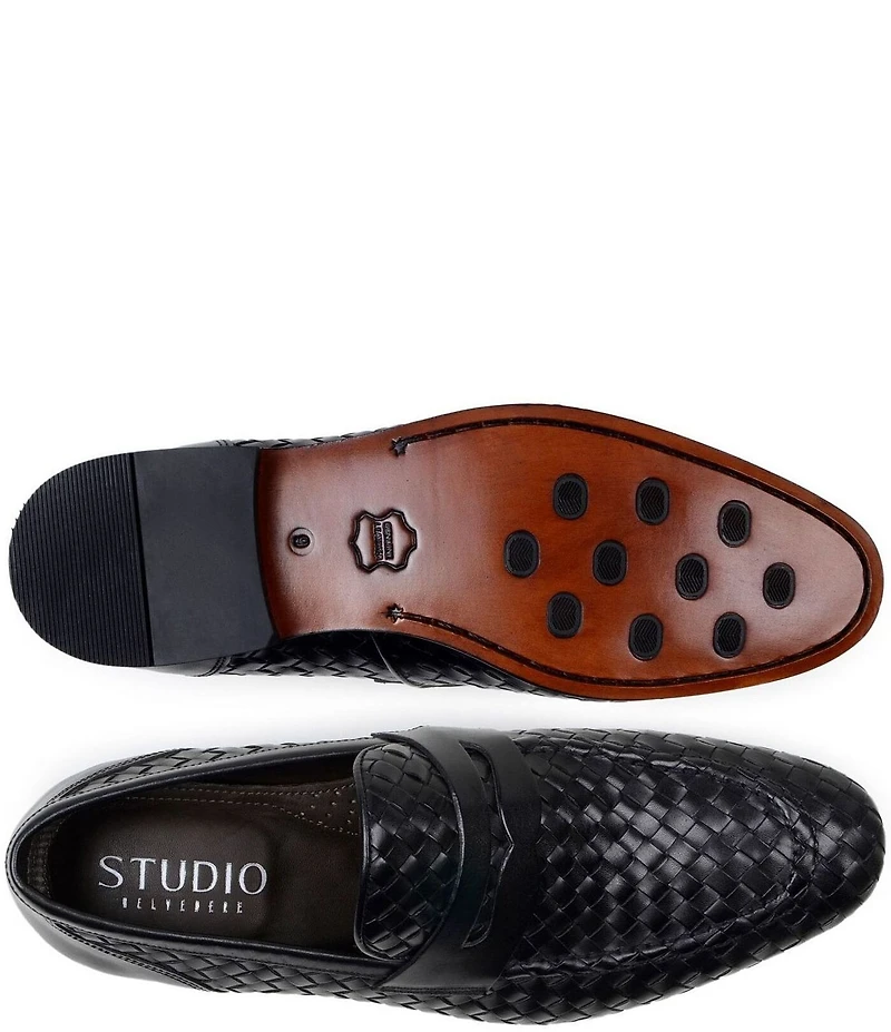Belvedere Men's Luca Woven Leather Penny Loafers