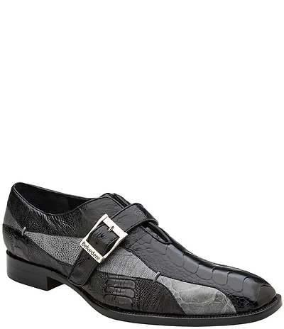 Belvedere Men's Marte Ostrich Monk Strap Dress Shoes
