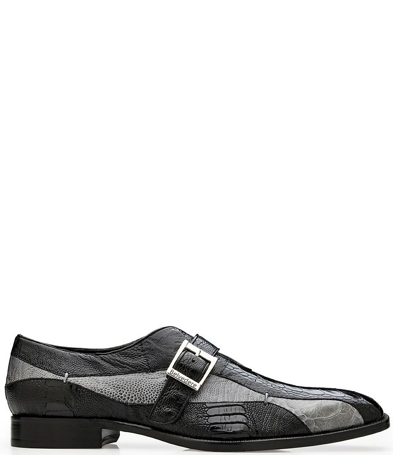 Belvedere Men's Marte Ostrich Monk Strap Dress Shoes