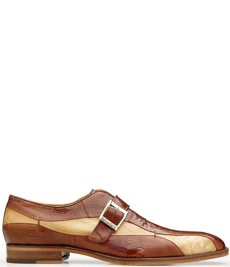 Belvedere Men's Marte Ostrich Monk Strap Dress Shoes