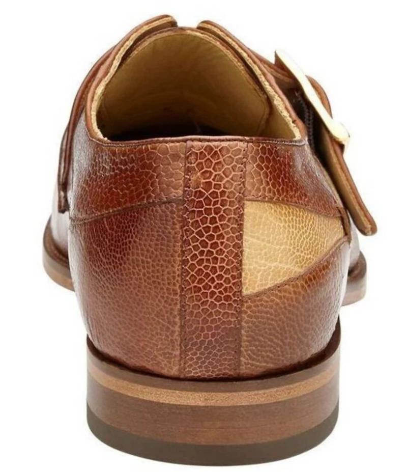 Belvedere Men's Marte Ostrich Monk Strap Dress Shoes