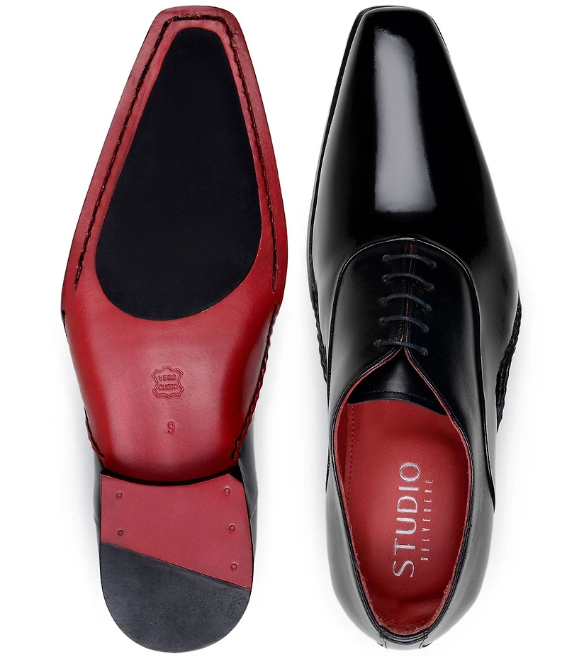 Belvedere Men's Nero Leather Dress Oxfords