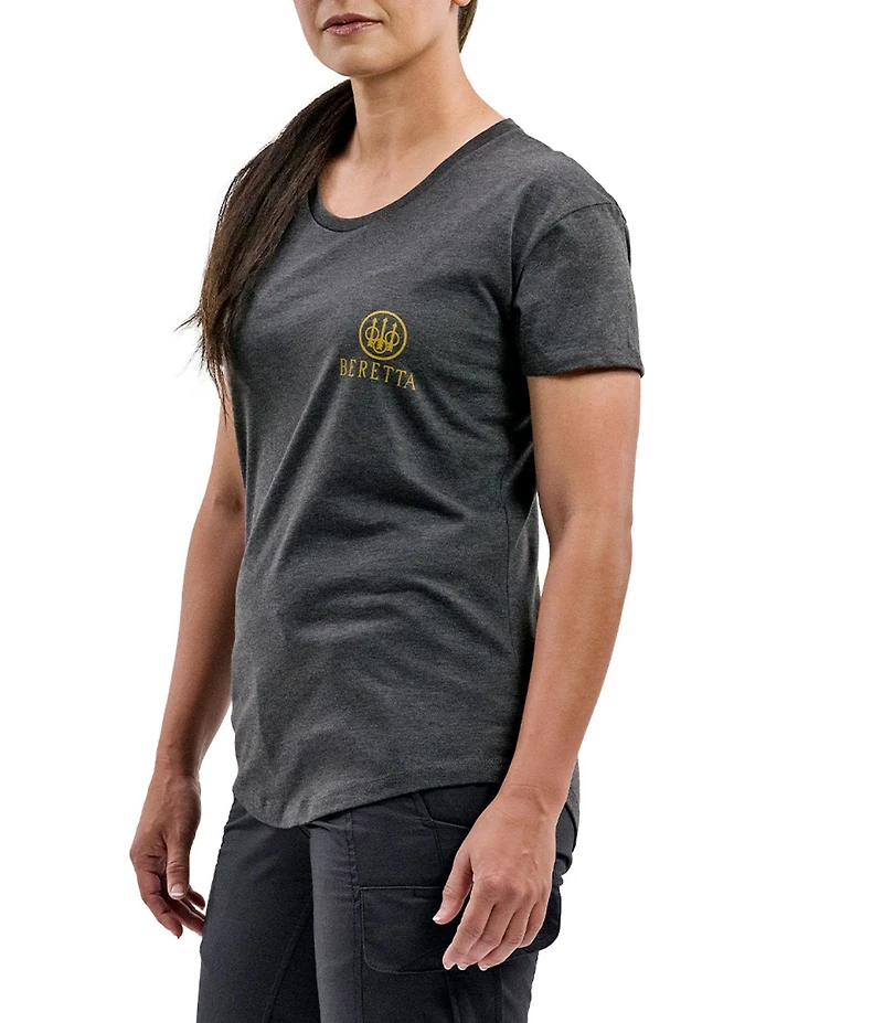 Beretta Aeon Short Sleeve Ribbed Crew Neck Curved Hem Graphic Logo Tee Shirt