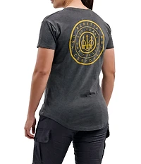 Beretta Aeon Short Sleeve Ribbed Crew Neck Curved Hem Graphic Logo Tee Shirt