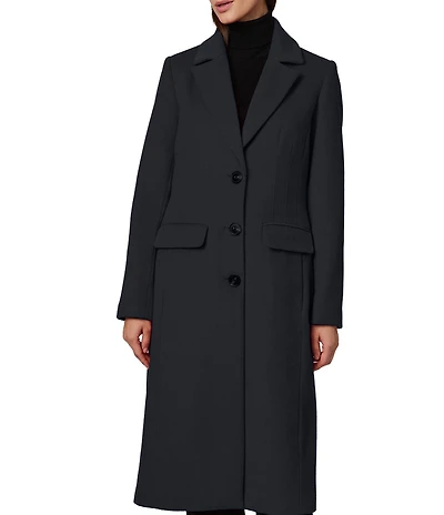 Bernardo Dart Wool Blend Notch Collar Button Front Single Breasted Coat