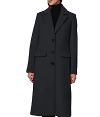 Bernardo Dart Wool Blend Notch Collar Button Front Single Breasted Coat