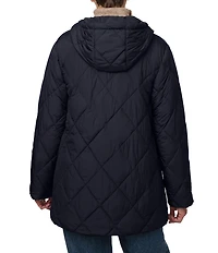 Bernardo Diamond Quilt Hooded Packable Zip Front Puffer Jacket